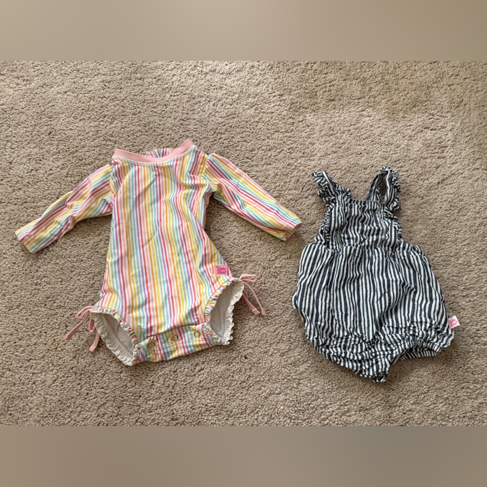 Striped Kids One Piece Set Ruffle Butts 3-6 months